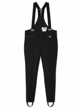 Vintage 90s FERA Skiwear Black Wool Stretch Ski Bib Pants 32R Stirrup Retro